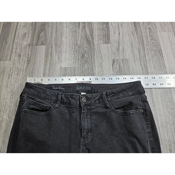 Decree Jeans Womens 13 Black Super Skinny Charcoal Wash Distressed Denim - Picture 9 of 13